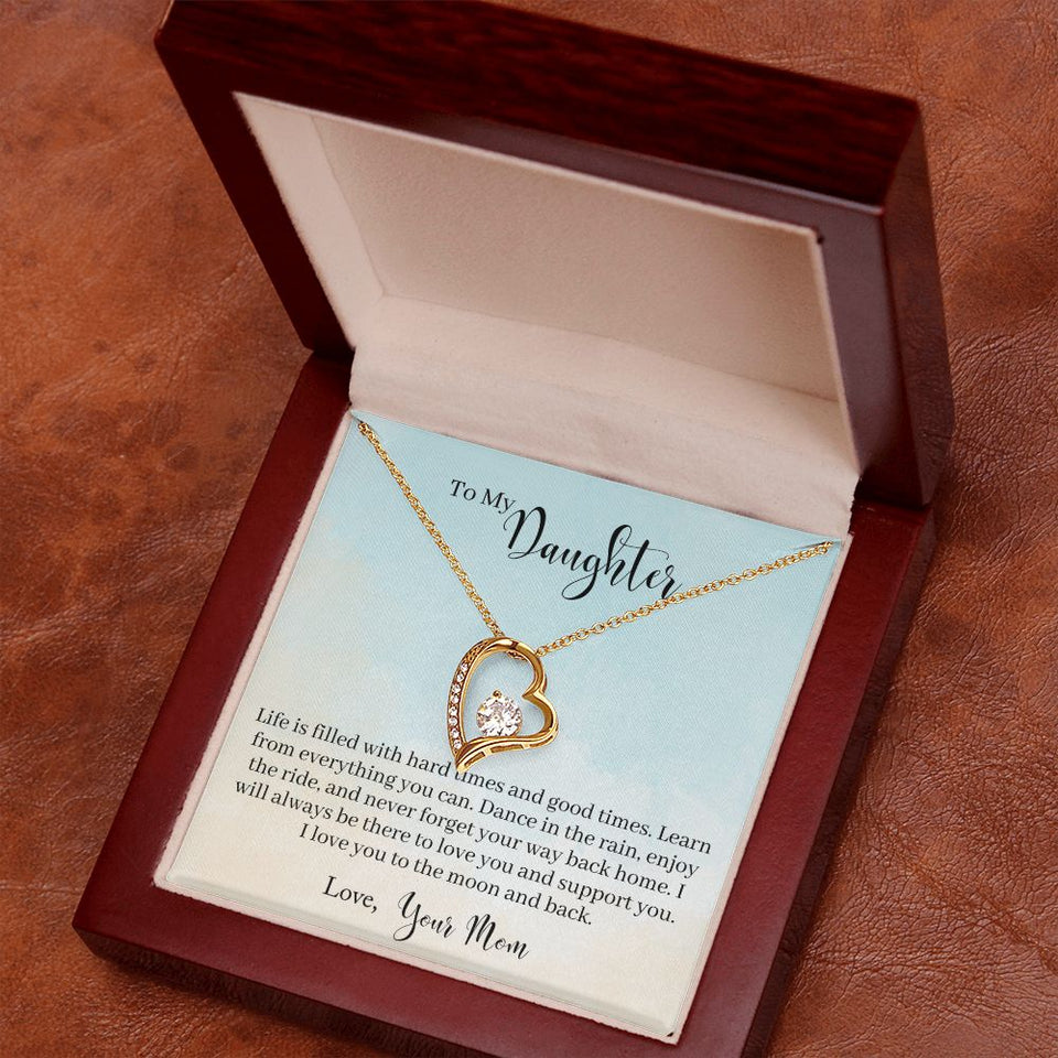 To My Daughter -Learn From Everything -  Forever Love Heart Necklace