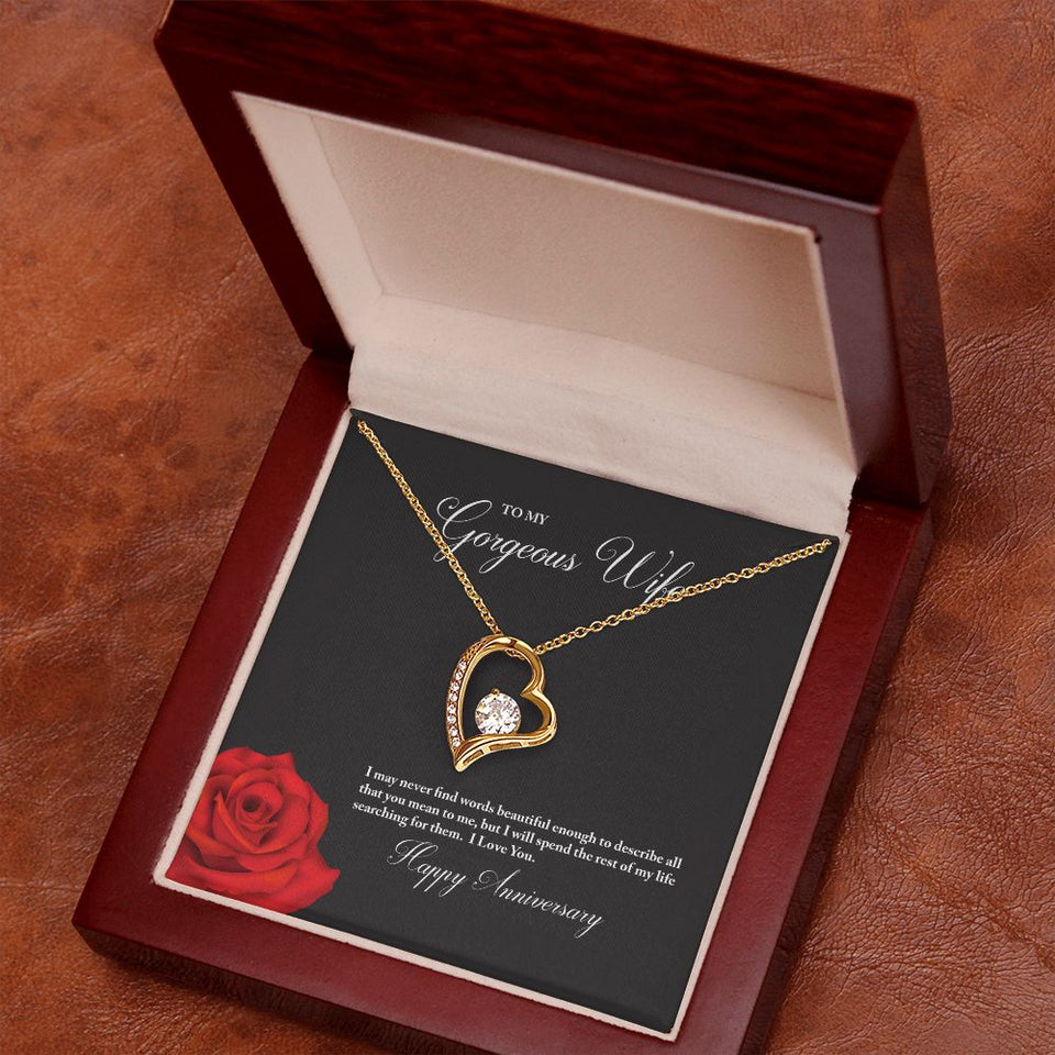To My Gorgeous Wife Happy Anniversary Forever Love Necklace