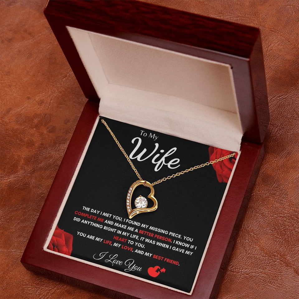 To My Wife - Forever Love Necklace - Missing Piece Gift For Mom, necklace For Wife, Gift For Mother's Day