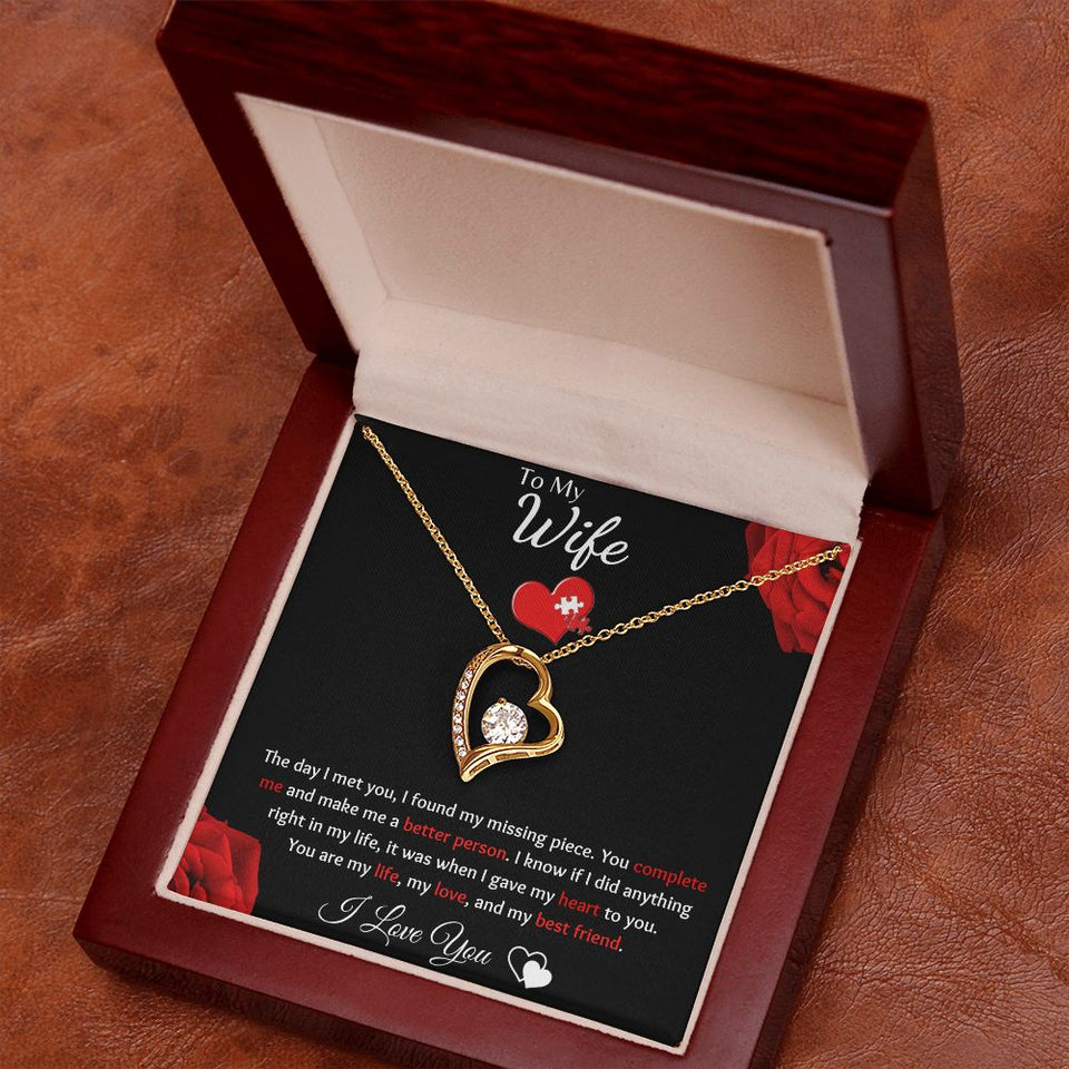 To My Wife - Forever Love Necklace - Puzzle Piece Gift For Mom, necklace For Wife, Gift For Mother's Day