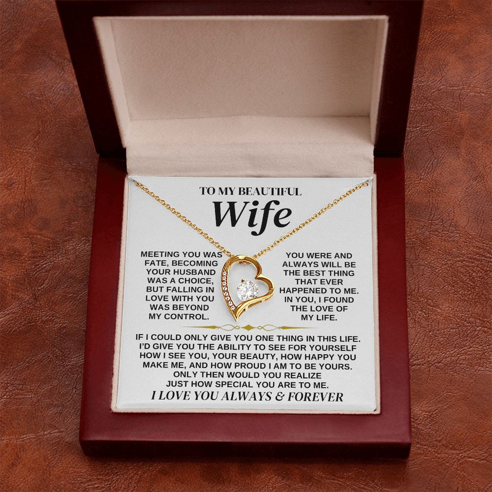 To My Beautiful Wife | Meeting You Was Fate | Forever Love Necklace | Romantic Gift for Wife