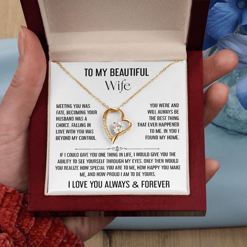 To My Beautiful Wife | Falling In Love Was Beyond My Control | Forever Love Necklace