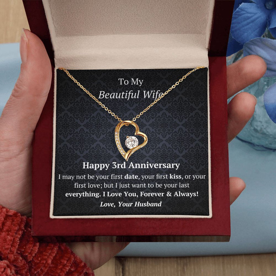 Wife - 3rd Anniversary - Forever Love Heart Necklace
