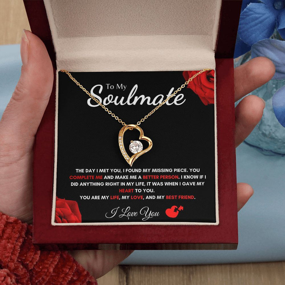 To My Soulmate - Forever Love Necklace - Missing Piece Gift For Mom, necklace For Wife, Gift For Mother's Day