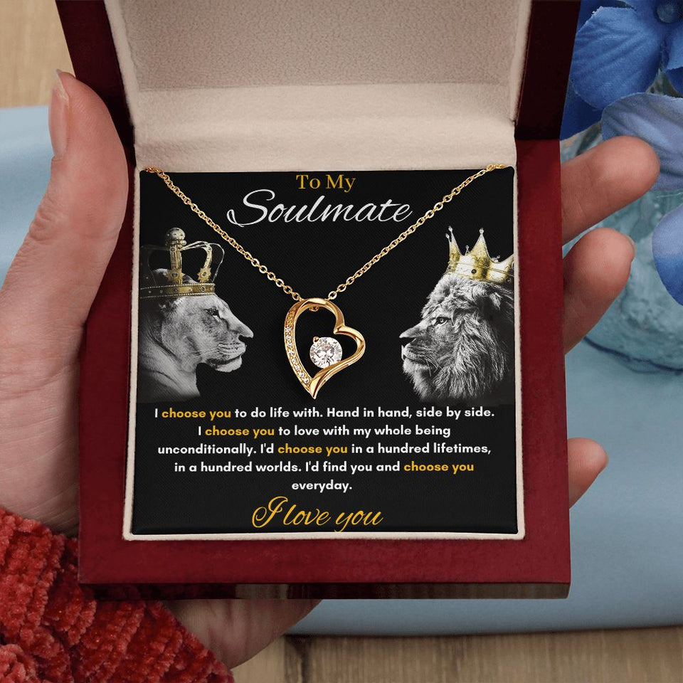 To My Soulmate - Forever Love Necklace - Hand in Hand Gift For Mom, necklace For Wife, Gift For Mother's Day
