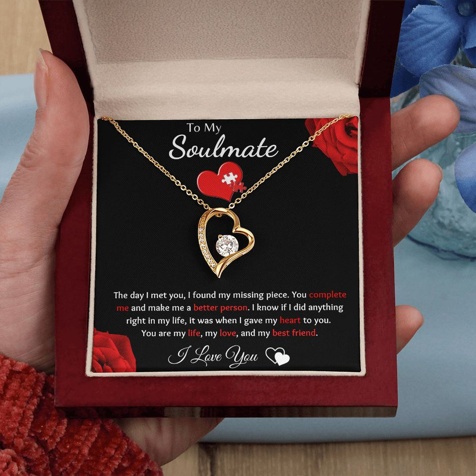 To My Soulmate - Forever Love Necklace - Puzzle Piece Gift For Mom, necklace For Wife, Gift For Mother's Day