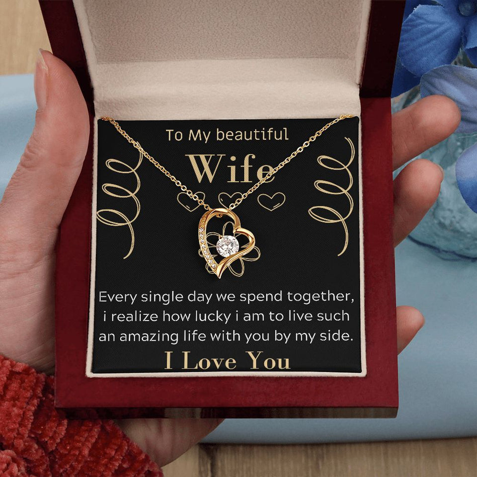 To My beautiful Wife Necklace, Romantic Gift, Birthday Gift, Forever Love Necklace