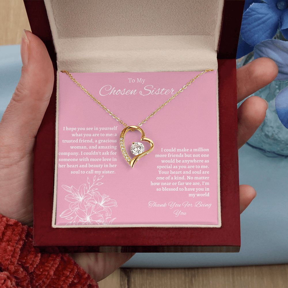 To My Chosen Sister - Forever Love Necklace - Pink Gift For Mom, necklace For Wife, Gift For Mother's Day