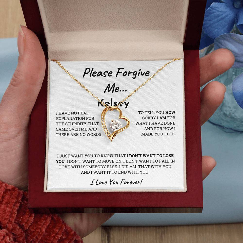Please Forgive me Forever Love Necklace, Apology gift for her