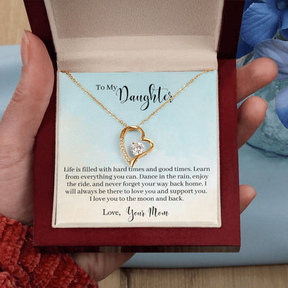 To My Daughter -Learn From Everything -  Forever Love Heart Necklace