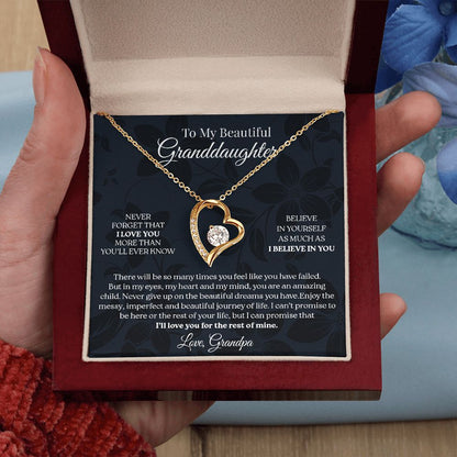To My Granddaughter - Never Give Up, Forever Love Necklace