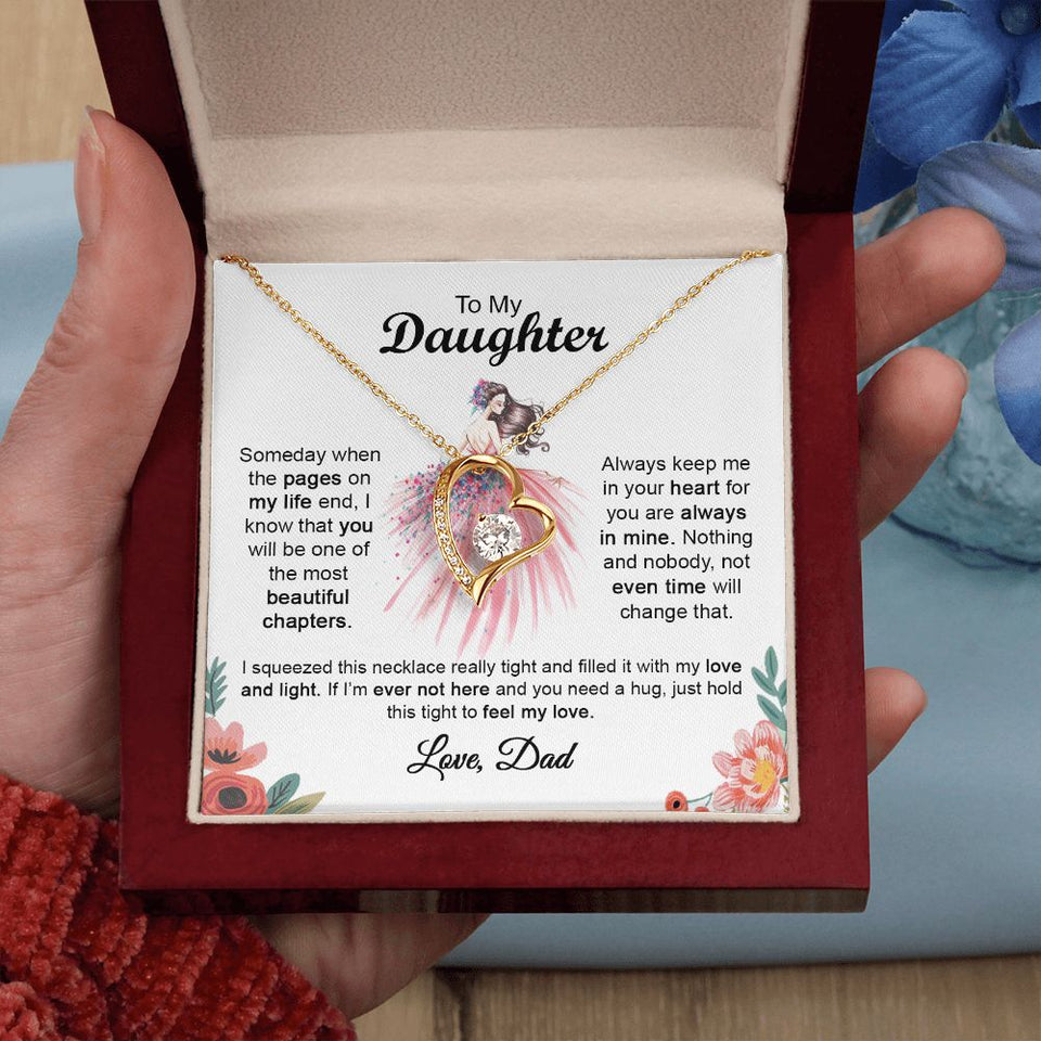 To My Daughter Gift From Dad | The Most Beautiful Chapters | Forever Love Necklace