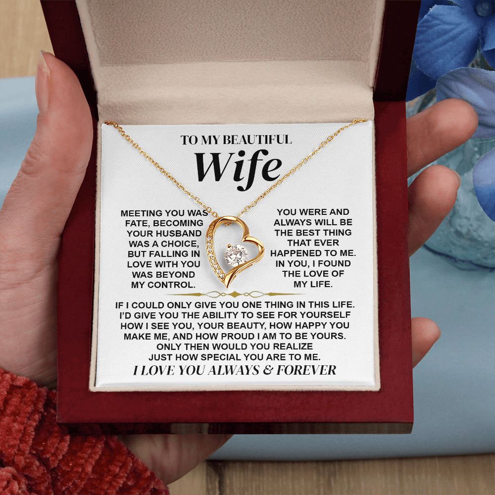 To My Beautiful Wife | Meeting You Was Fate | Forever Love Necklace
