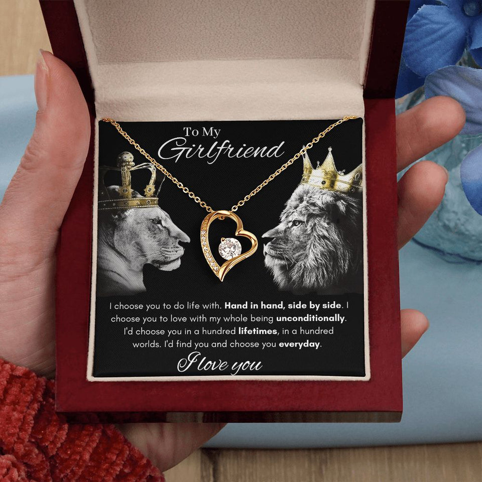 To My Girlfriend - Forever Love Necklace - Hand in Hand Gift For Mom, necklace For Wife, Gift For Mother's Day
