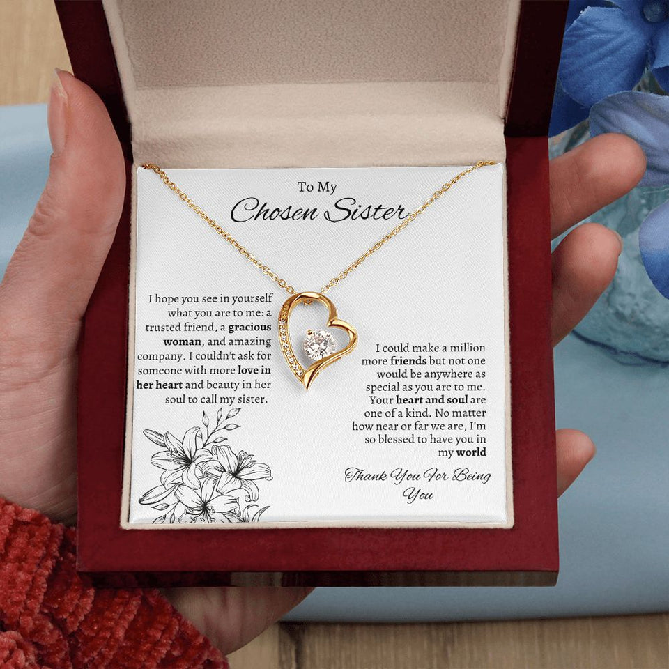 To My Chosen Sister - Forever Love Necklace - White Gift For Mom, necklace For Wife, Gift For Mother's Day