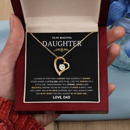 To my Daughter Forever Love Necklace, Birthday Gift from Dad, Graduation Gift for Daughter Gold