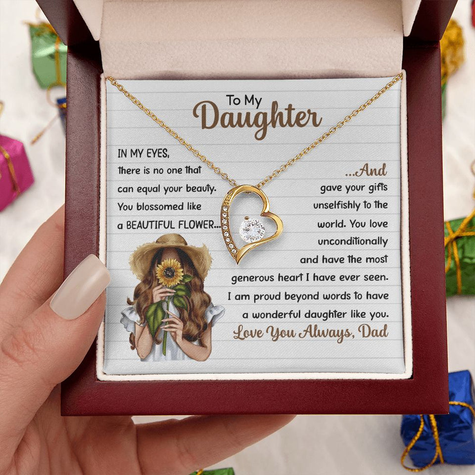 Daughter Beautiful Flower, Forever Love Necklace, Gift For Daughter From Dad, Christmas Gift Idea