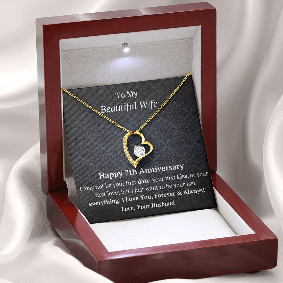 Wife 7th Anniversary Forever Love Heart Necklace