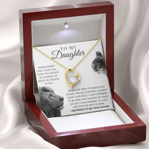 To My Daughter Necklace Never Forget Forever Love You, Best Gift for Daughter, Necklace for Daughter, Forever Love Necklace