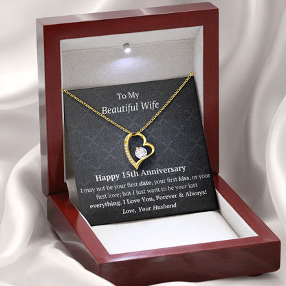 Wife 15th Anniversary - Forever Love Heart Necklace