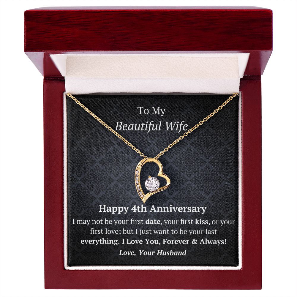 Wife 4th Anniversary Forever Love Heart Necklace
