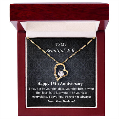 Wife 15th Anniversary - Forever Love Heart Necklace
