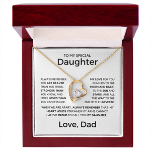 Gift for My Special Daughter from Dad - Moon and Back Love Dad, Necklace for Daughter, Gift for Daughter, Forever Love Necklace