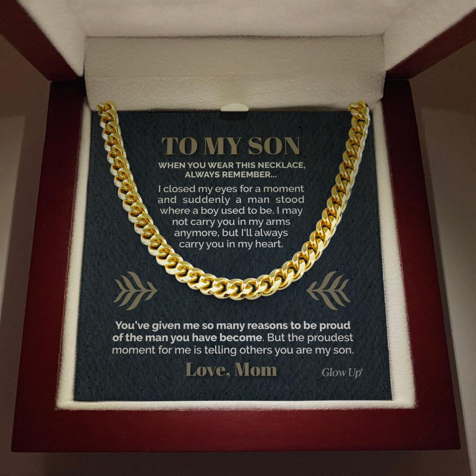 Pamaheart- To My Son - I'm proud of you - Cuban link chain necklace, Gift For Man, Husband, Gift For Birthday, Christmas