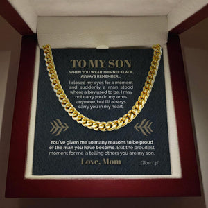 To My Son - I'm proud of you - Cuban link chain necklace Gift For Man Husband Gift For Birthday