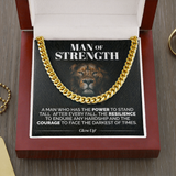 Pamaheart- Man Of Strength - Stand Tall - Cuban Link Chain Necklace, Gift For Man, Husband, Gift For Birthday, Christmas