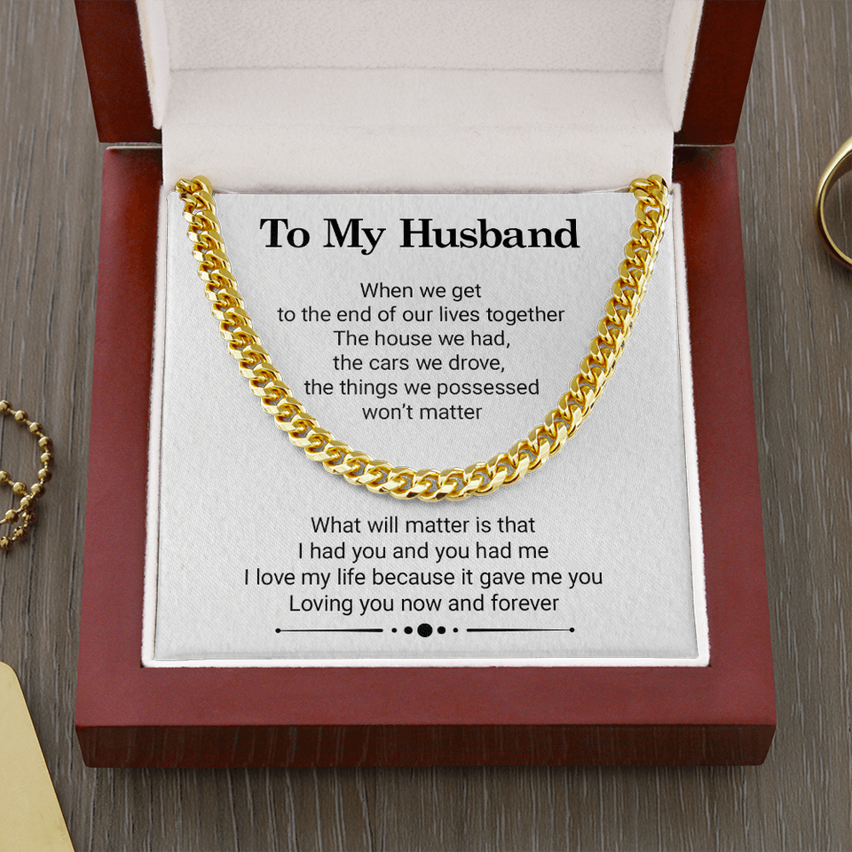 Necklace To My Husband - Our Lives Together, Necklace Birthday Gift, Anniversary Gift, Father's Day Gift, Cuban Link Chain Necklace