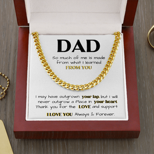 To my Dad - Thank You For The Love And Support, Gift Idea for Dad, Birthday Gift for Dad, Father's Day, Cuban Link Chain Necklace