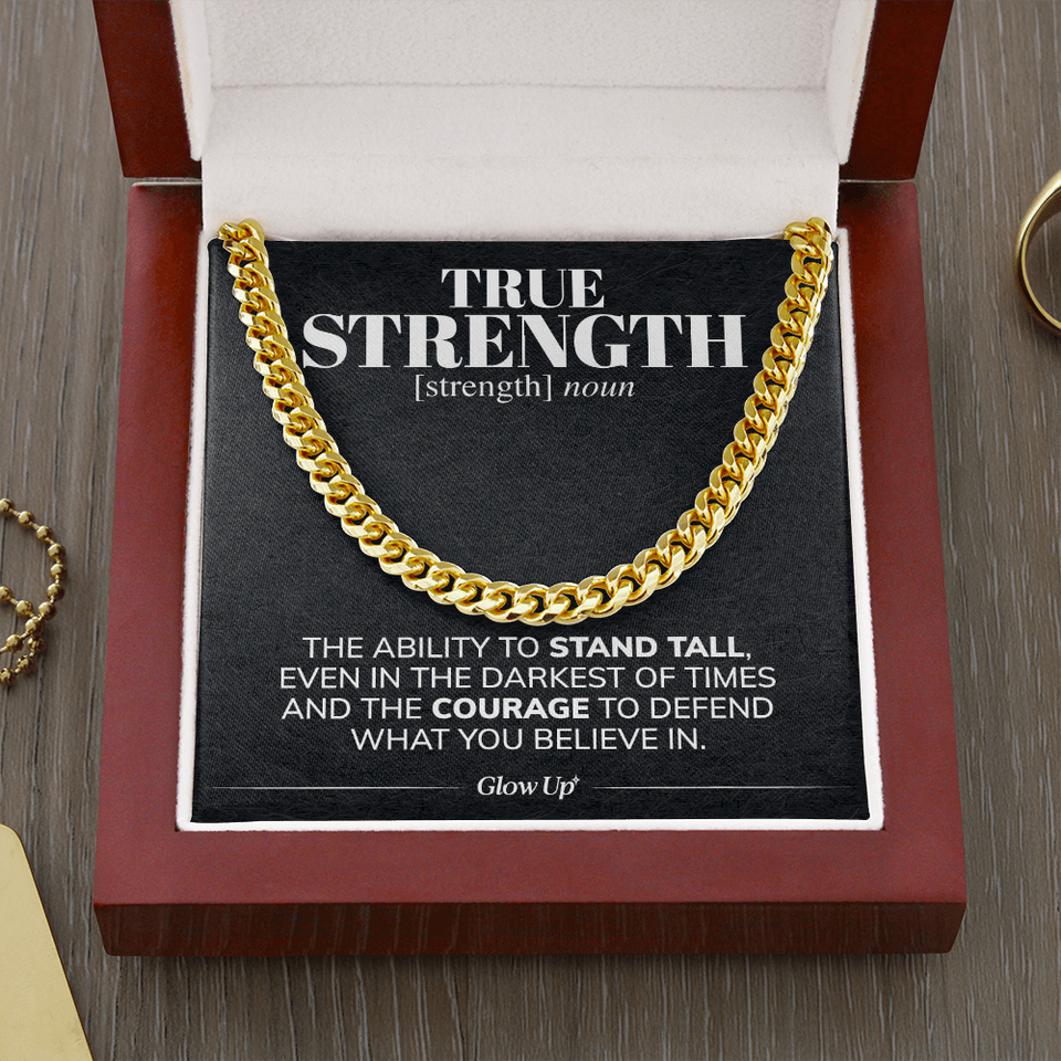 Pamaheart- True Strength - Stand Tall - Cuban Link Chain Necklace, Gift For Man, Husband, Gift For Birthday, Christmas