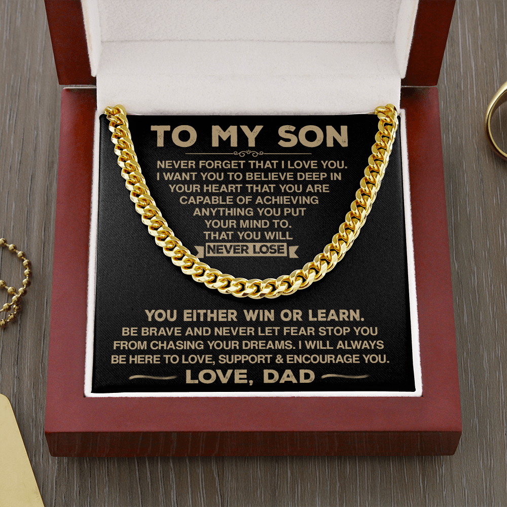 To My Son - Never Forget That I Love You - Cuban Chain Necklace, Cuban Link Chain