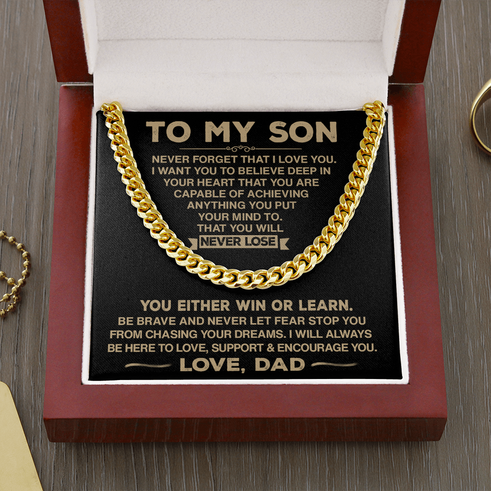 To My Son - Never Forget That I Love You - Cuban Chain Necklace, Cuban Link Chain