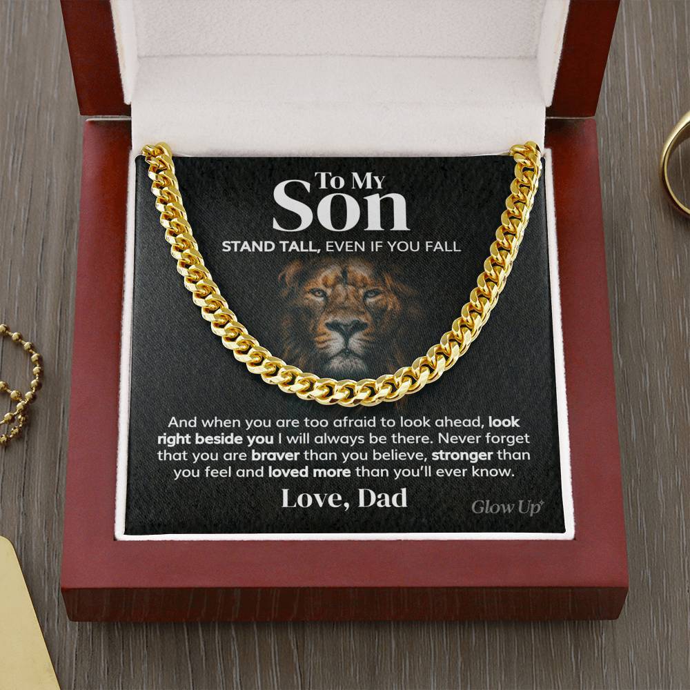 Pamaheart- To My Son - Stand Tall from Dad - Cuban Link Chain, Gift For Man, Husband, Gift For Birthday, Christmas