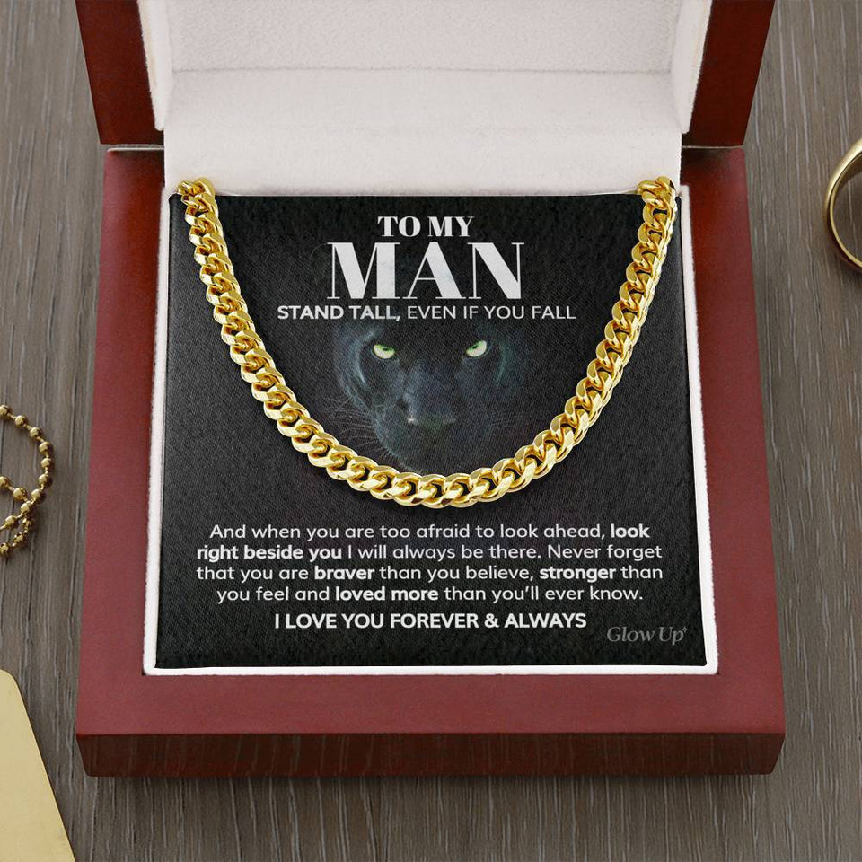 Pamaheart- To my Man - Stand tall - Cuban Link Chain, Gift For Man, Husband, Gift For Birthday, Christmas