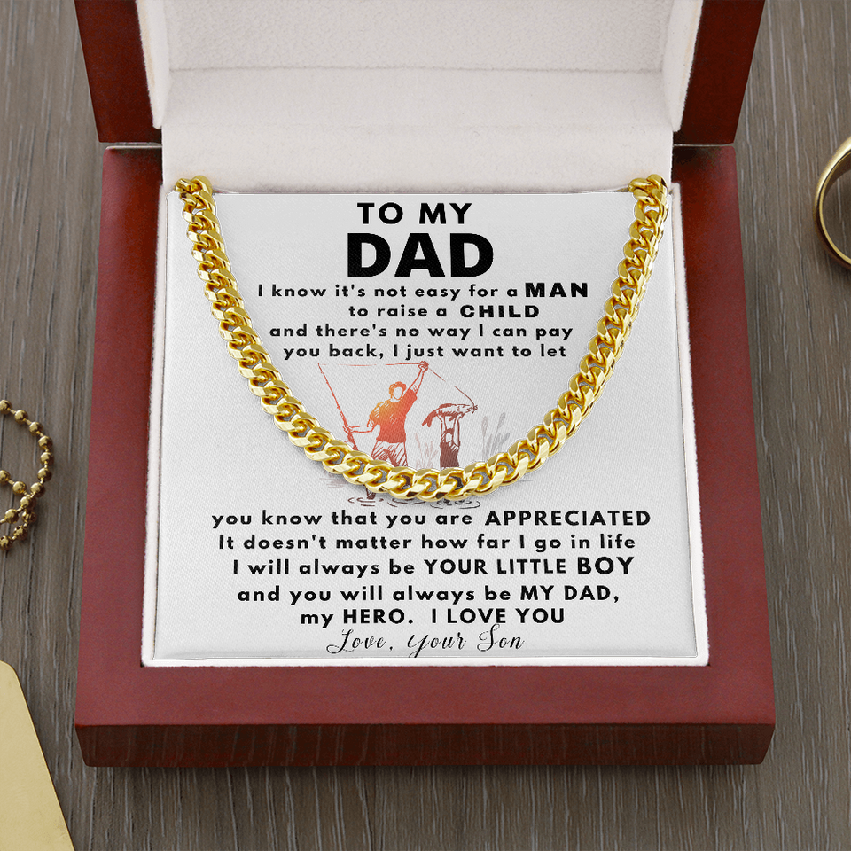 To my Dad Necklace You Will Always Be My Dad, My Hero, Birthday Gift, Perfect Gift for Idea, Father's Day Gift, Cuban Link Chain Necklace