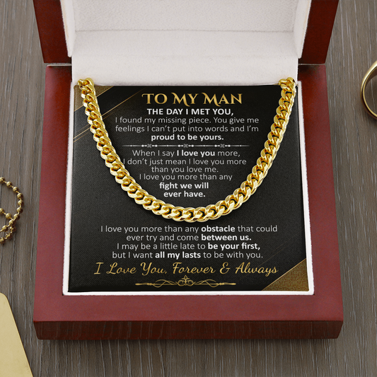 To My Man - The Day I Met You - Cuban Link Necklace, Cuban Link Chain