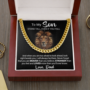 To My Son - Stand Tall Even If You Fall - Cuban Link Necklace, Cuban Link Chain