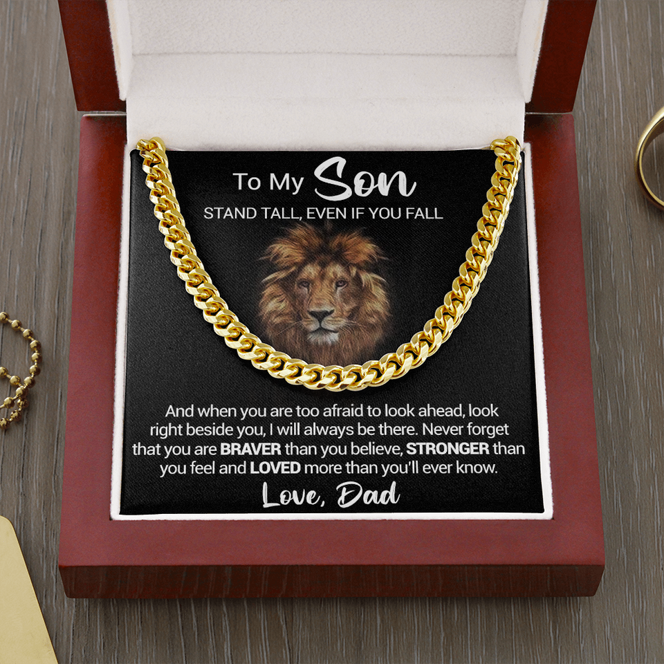 To My Son - Stand Tall Even If You Fall - Cuban Link Necklace, Cuban Link Chain