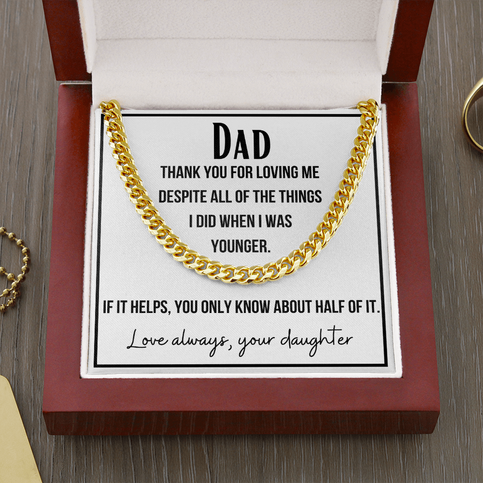 A gift for Dad, Perfect for Father's Day, Birthday, Necklace for Dad From Daughter, Cuban Link Chain Necklace