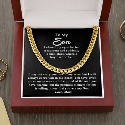 To My Son Gift From Mom I Proudest Moment I Cuban Link Chain Necklace