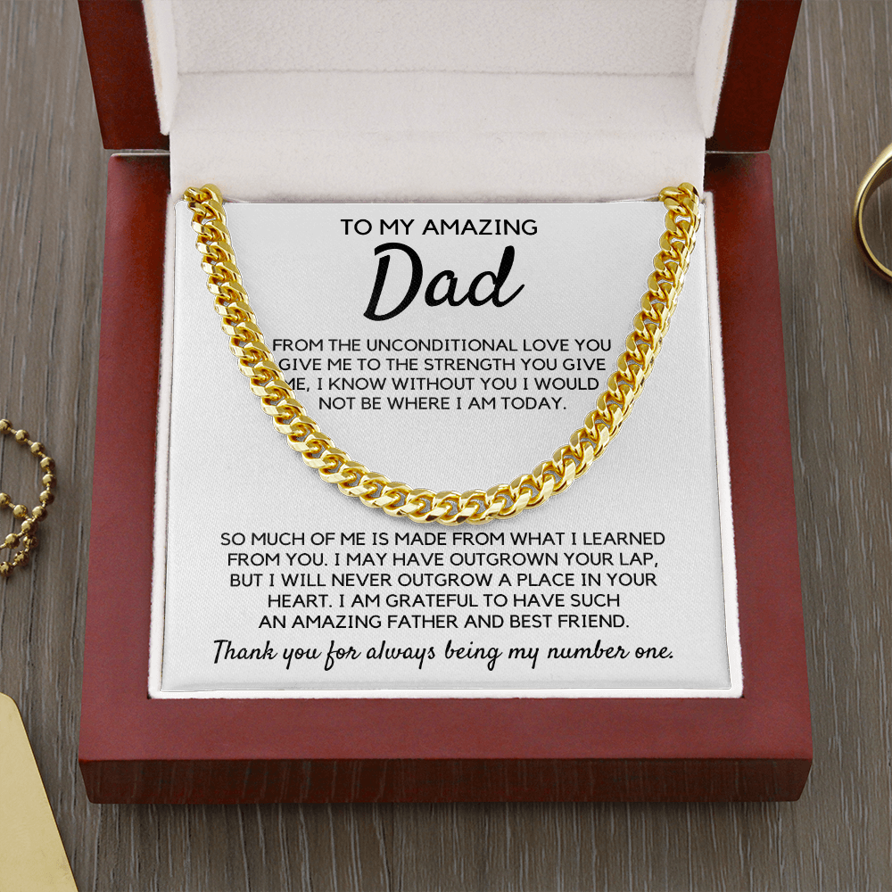 Gift for Dad, Dad Necklace - Amazing Father And Best Friend, Father's Day Gift, Birthday Gift, Necklace for Dad, Cuban Link Chain Necklace