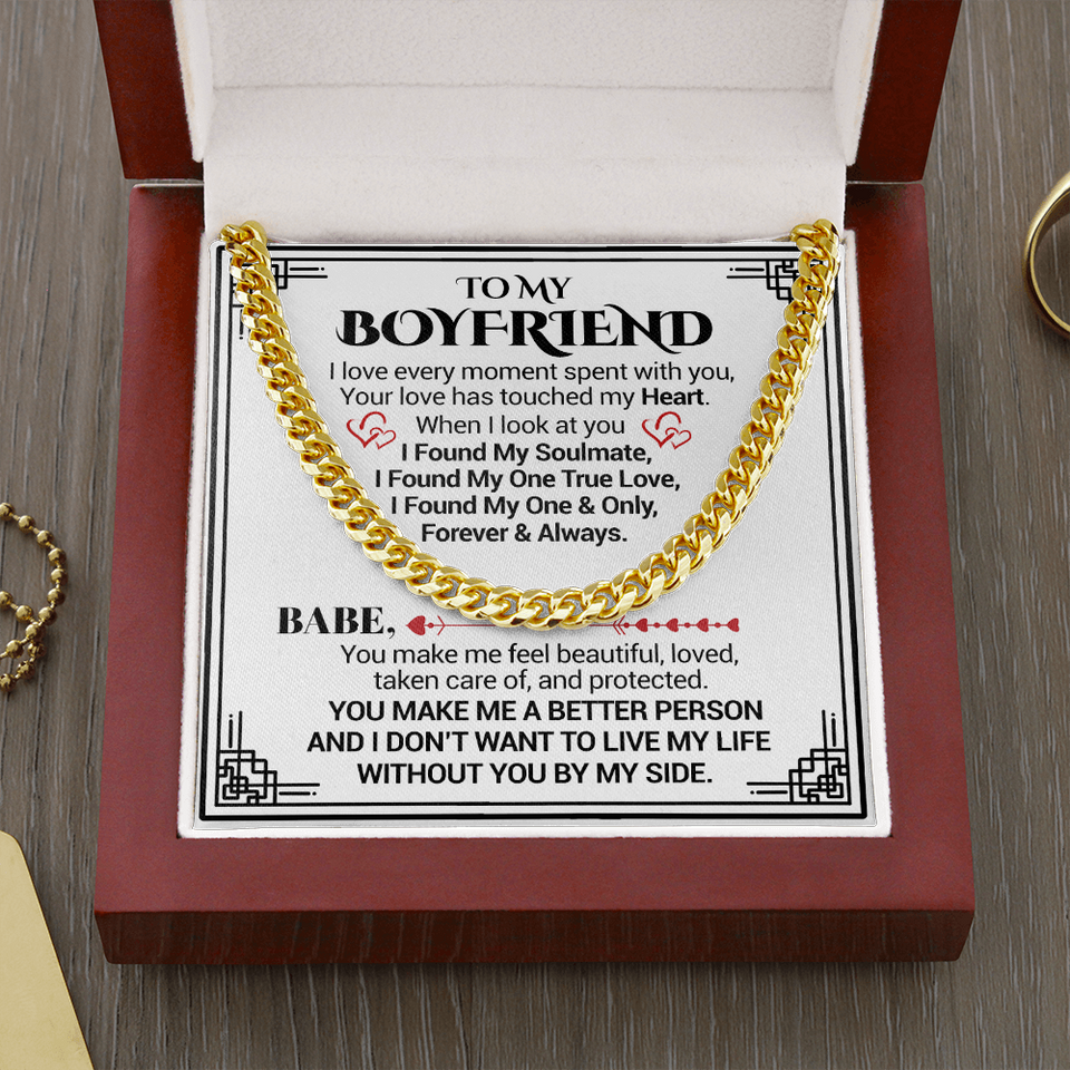 To My Boyfriend - I Love Every Moment Spent With You - Cuban Link Necklace, Cuban Link Chain