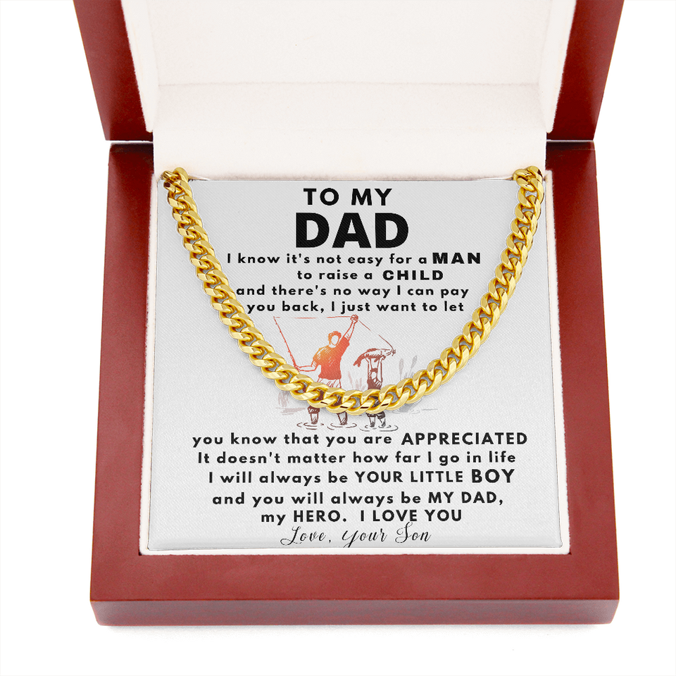 To my Dad Necklace You Will Always Be My Dad, My Hero, Birthday Gift, Perfect Gift for Idea, Father's Day Gift, Cuban Link Chain Necklace