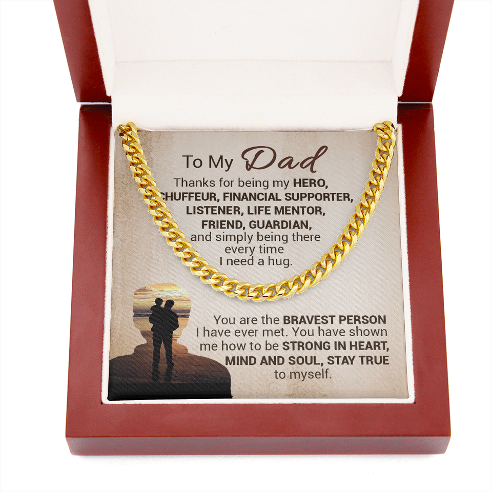 To My Dad - Thanks For Being My Hero - Cuban Link Chain Necklace