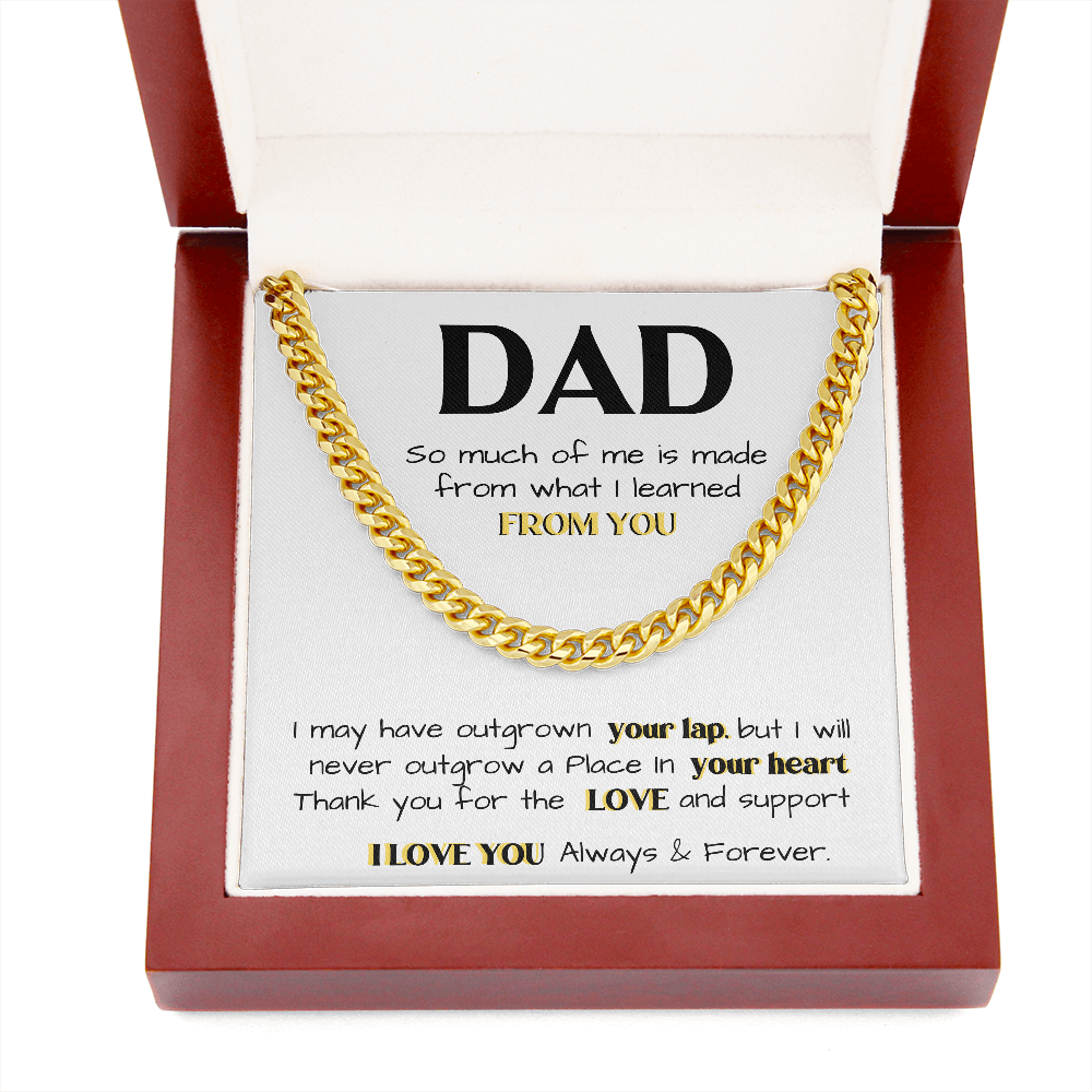 To my Dad - Thank You For The Love And Support, Gift Idea for Dad, Birthday Gift for Dad, Father's Day, Cuban Link Chain Necklace
