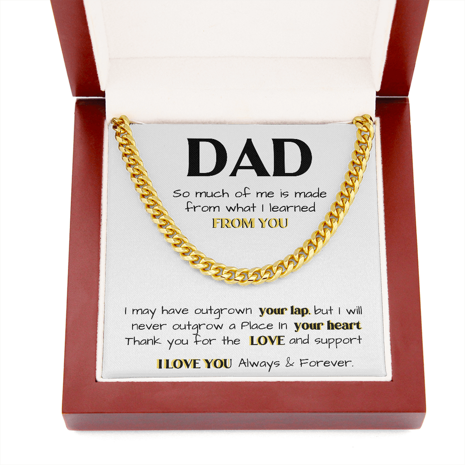 To my Dad - Thank You For The Love And Support, Gift Idea for Dad, Birthday Gift for Dad, Father's Day, Cuban Link Chain Necklace