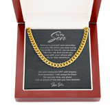 To My Son Necklace Gift - Take pride in how far you've come Take the risk that scares you Love with your whole self Cuban Link Chain Necklace From Mom, Dad LX028D